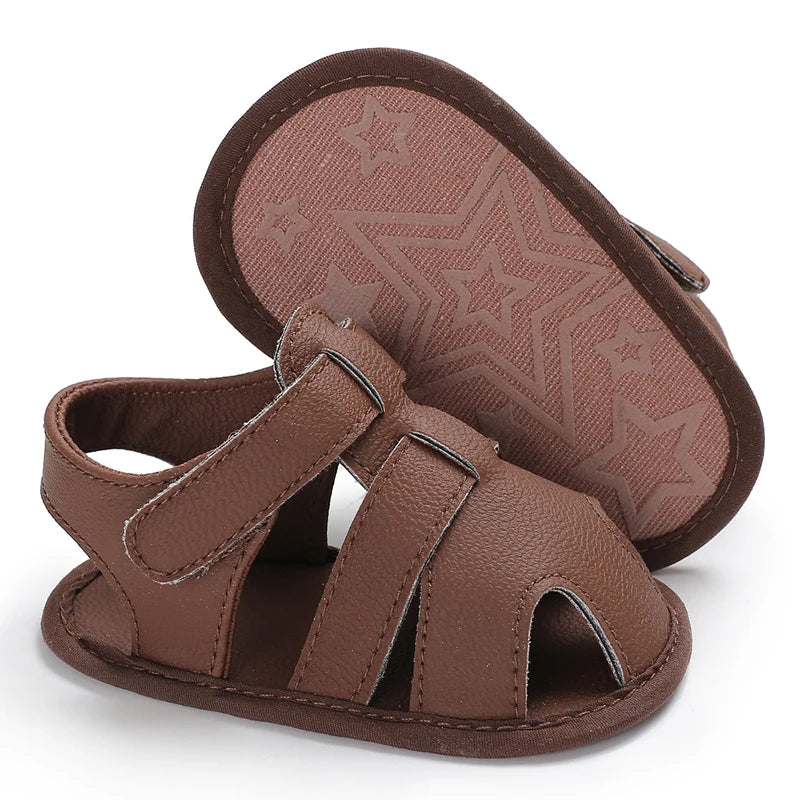 Summer Beach Sandals For Boys Korean Style 2024 Fashion Children Footwear PU Leather Anti-slippery Soft-soled Kid's Shoes