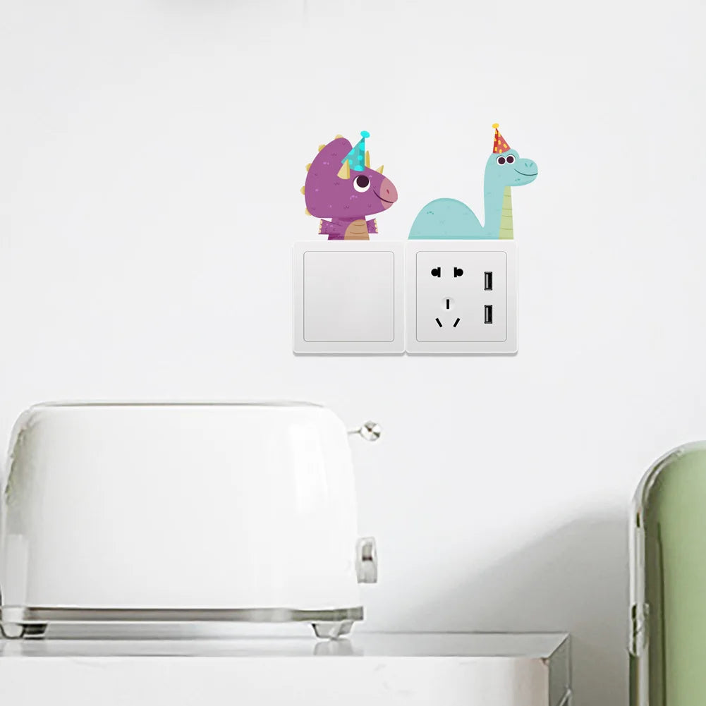 Cartoon Little Dinosaur Luminous Wall Sticker Kids Room Switch Decoration Decals Bedroom Background Decor Glow In The Dark Mural