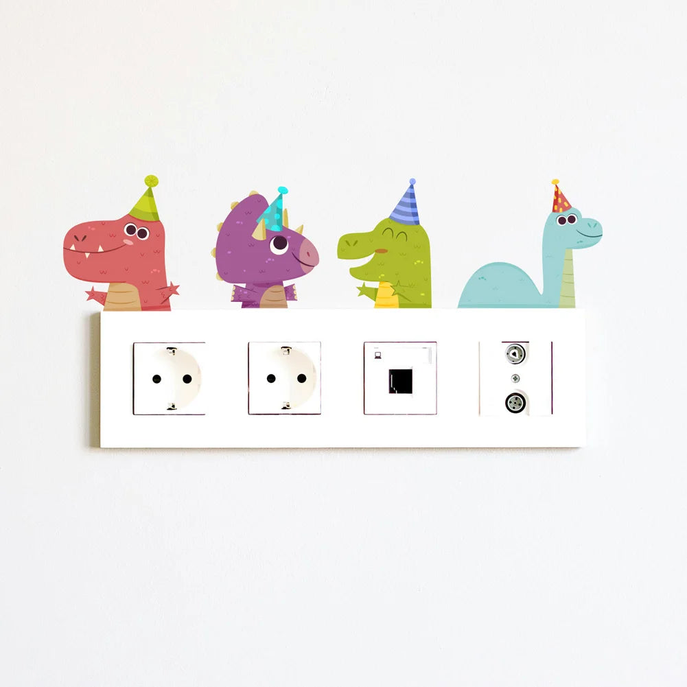 Cartoon Little Dinosaur Luminous Wall Sticker Kids Room Switch Decoration Decals Bedroom Background Decor Glow In The Dark Mural