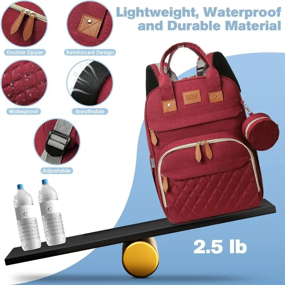 RsenFremior Large Diaper Bag with Changing Station, Foldable Diaper Bag Backpack with Bed ,Diaper Bag with Insulated Pockets