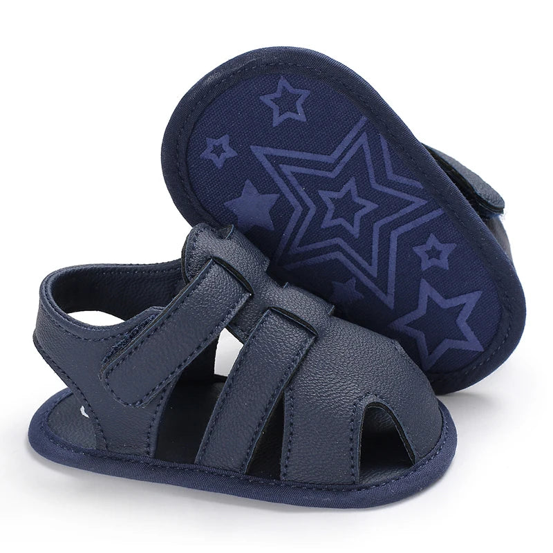 Summer Beach Sandals For Boys Korean Style 2024 Fashion Children Footwear PU Leather Anti-slippery Soft-soled Kid's Shoes