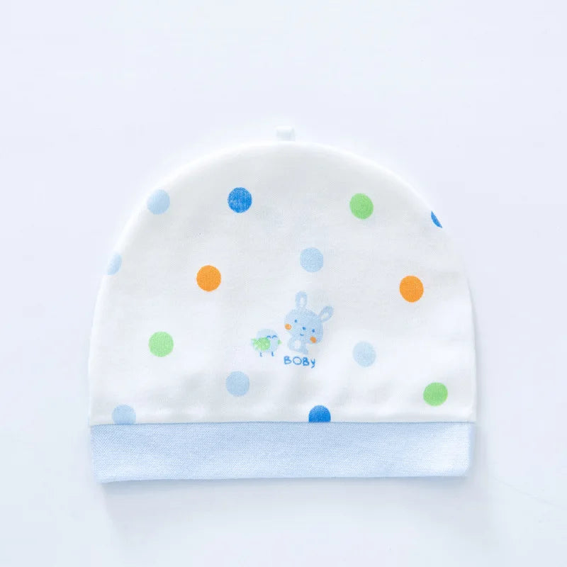 Soft Infant Beanies Caps Baby Hat Cartoon Bear Boneless Muslin Hat Newborn Headwear Windproof Spring Hat 0-3M Baby Hats