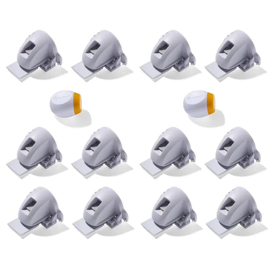 1st Adhesive Magnetic Cabinet Locks, Includes 12 Child Locks for Cabinets amp Drawers, 2 Keys, White