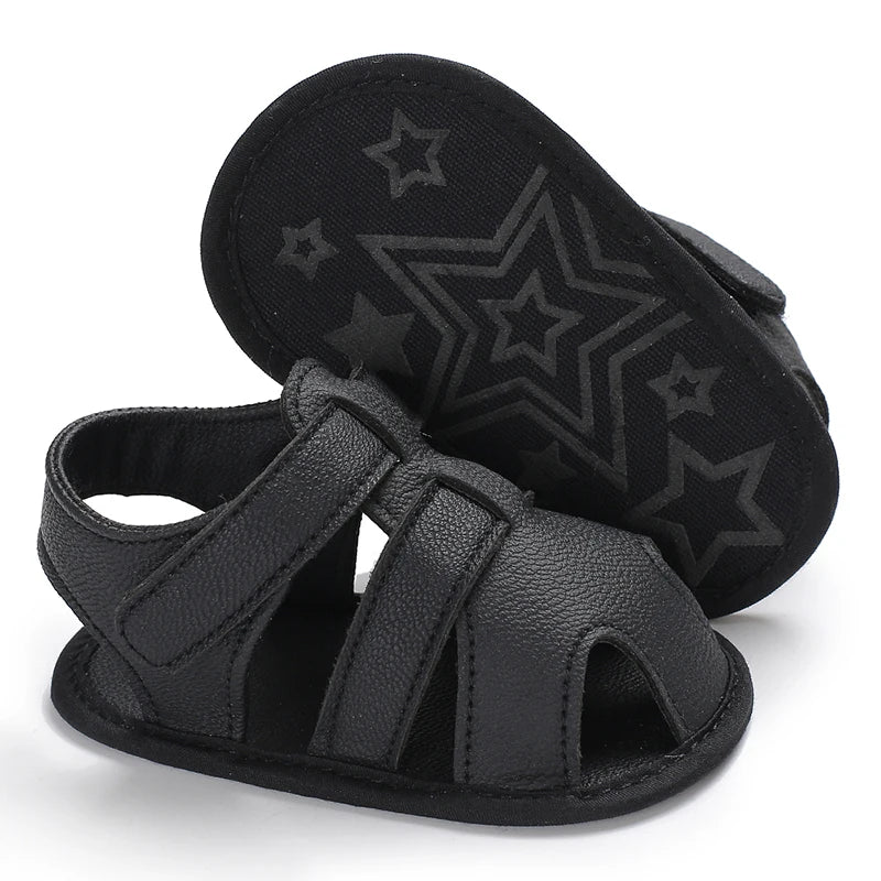 Summer Beach Sandals For Boys Korean Style 2024 Fashion Children Footwear PU Leather Anti-slippery Soft-soled Kid's Shoes