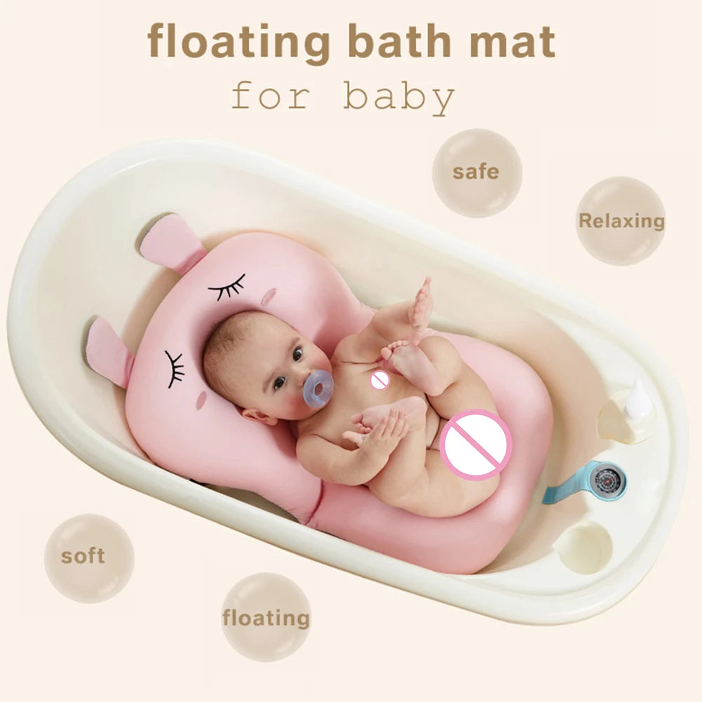 Baby Bath Pad ,NewBorn Bathtub Safety Security Bath Seat Support,Baby Shower Bath Tub Pad,Cartoon Comfort Bath Body Cushion Mat
