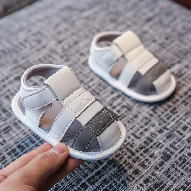 Summer Beach Sandals For Boys Korean Style 2024 Fashion Children Footwear PU Leather Anti-slippery Soft-soled Kid's Shoes