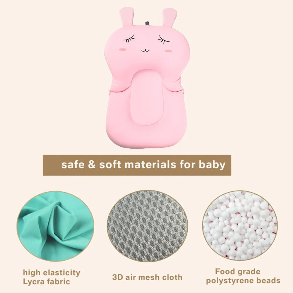 Baby Bath Pad ,NewBorn Bathtub Safety Security Bath Seat Support,Baby Shower Bath Tub Pad,Cartoon Comfort Bath Body Cushion Mat
