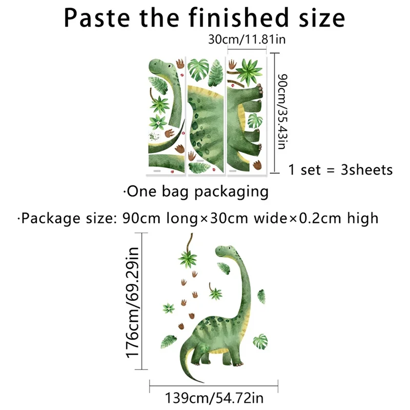 ABKP-Big Size Dinosaur Wallpaper For Boy Room Decor Cute Animal Dinosaur Wall Stickers Decoration Children's Room Mural Decal