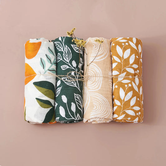 4PCS/Set Baby Muslin Swaddle Blanket Soft Bath Towel For Newborn Bamboo Cotton Infant Sleep Sack Wrap 120*110cm