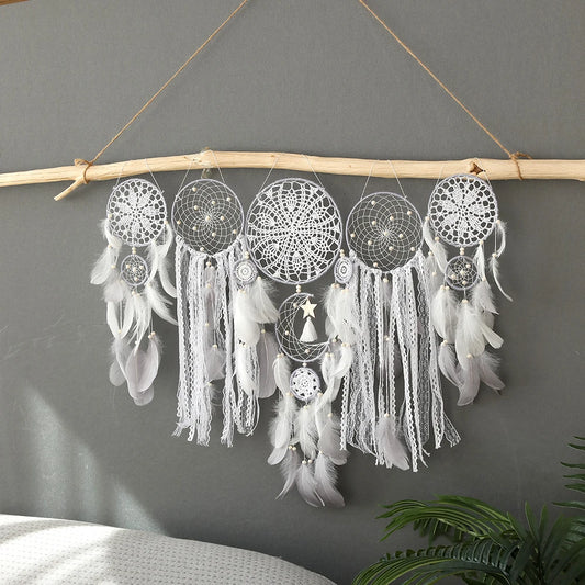 5pcs Bohemian Dreamcatcher Set - Large Wall Hanging For Bedroom, Wedding, Christmas Decor - Pretty And Decorative Ornaments