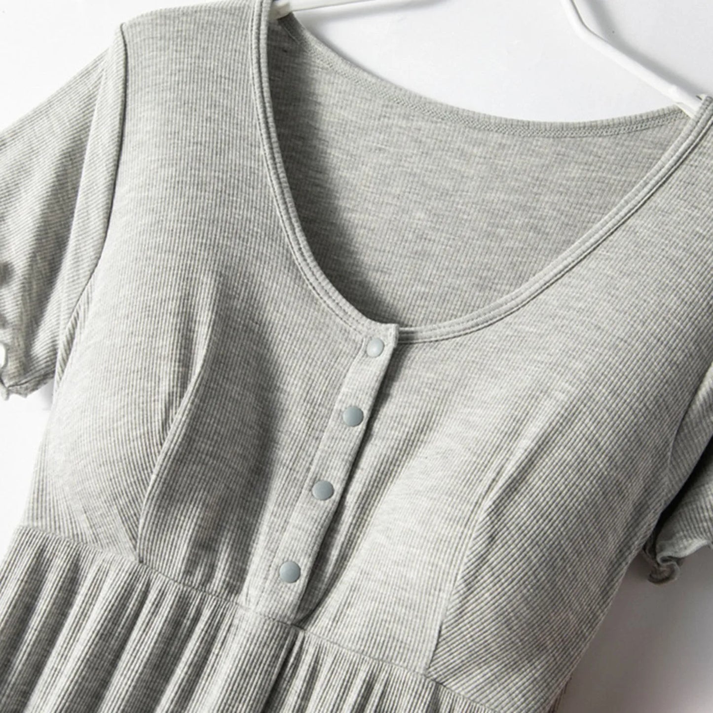 Soft Cotton Linen Maternity Dress Thin Round Neck Short Sleeve Maternity Breastfeeding  Breathable Nursing Casual Clothes