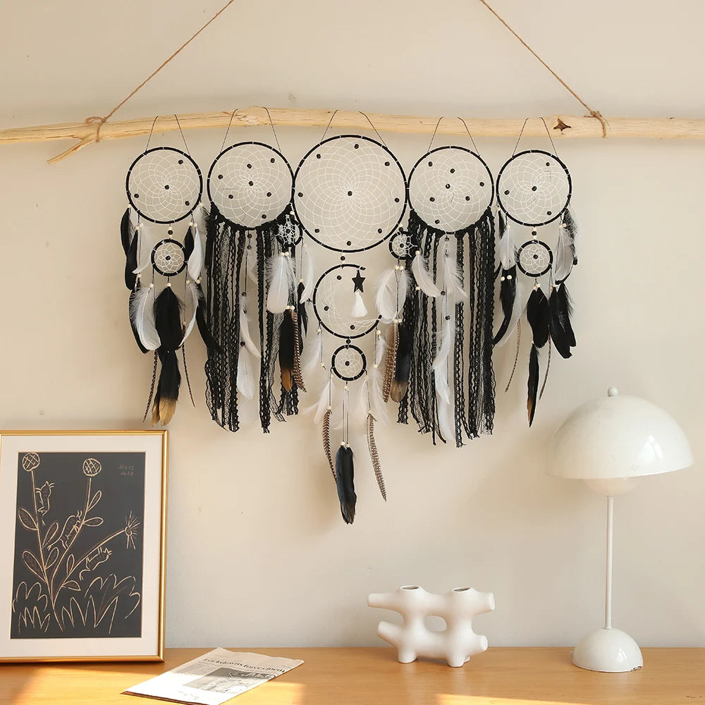 5pcs Bohemian Dreamcatcher Set - Large Wall Hanging For Bedroom, Wedding, Christmas Decor - Pretty And Decorative Ornaments