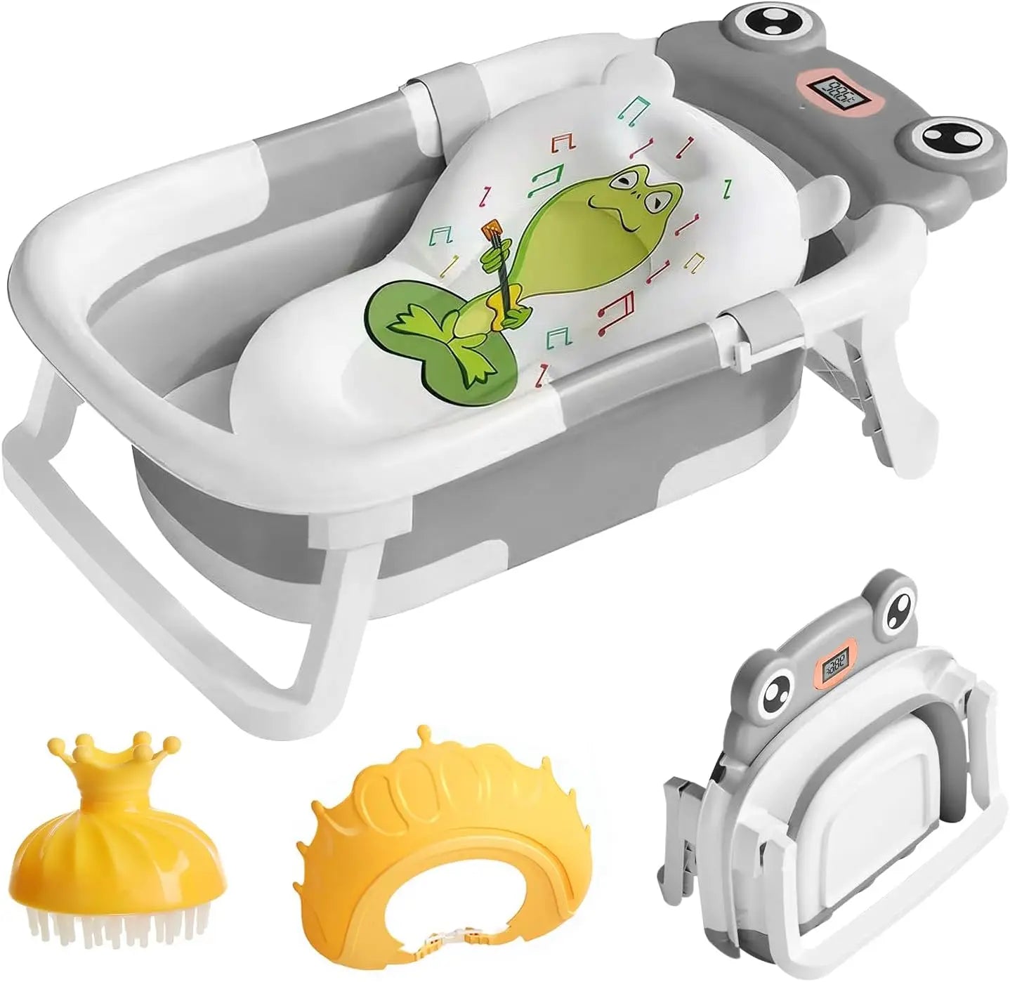 Eco-friendly Baby Bath with Temperature Indicator,Foldable Baby Bathtub for Newborn Baby Bath Tub,Infant Bath Tub with bath mat