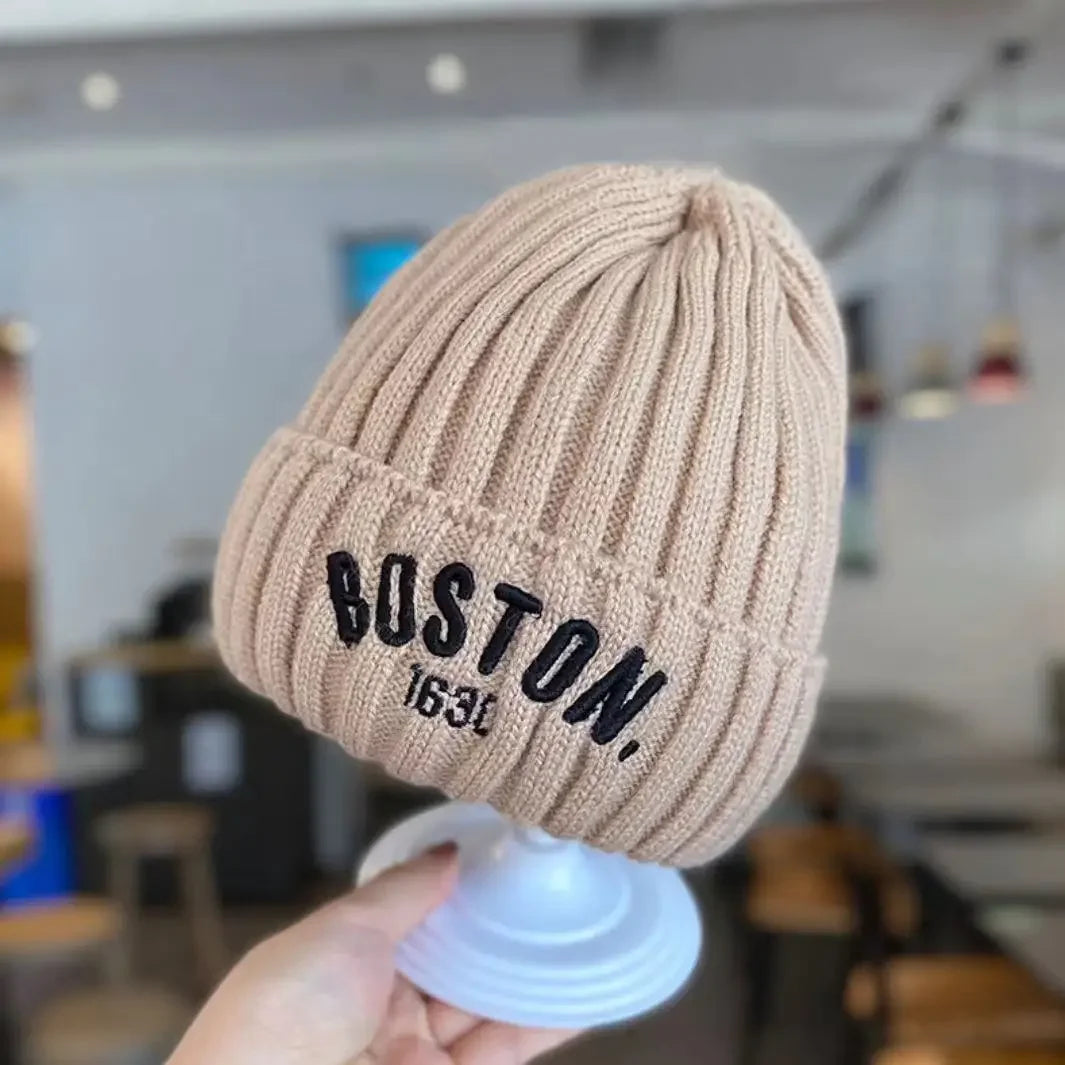 Winter Baby Hat Fashion Letter Pattern Knit Beanie Warm Cap for Infant Newborn Cold Weather Beanie Kid Accessories