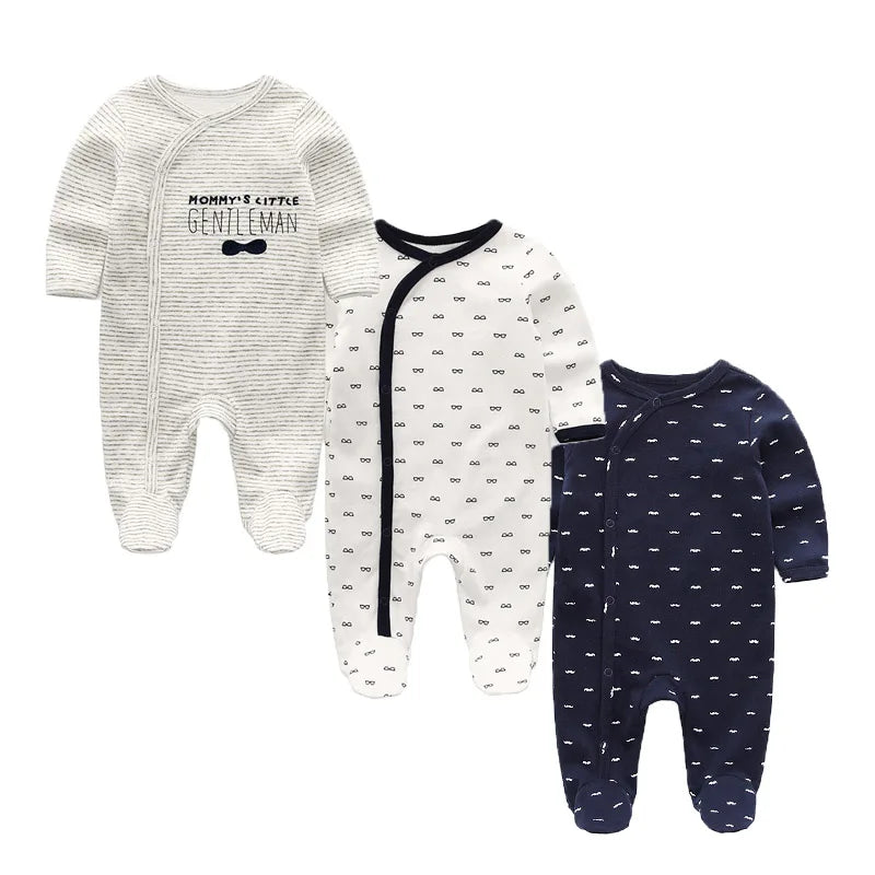 Fashion 3 Pcs Autumn Winter Long Sleeve Casual Sweet Baby Girl Romper 100%Cotton Soft Newborn Jumpsuits Clothes