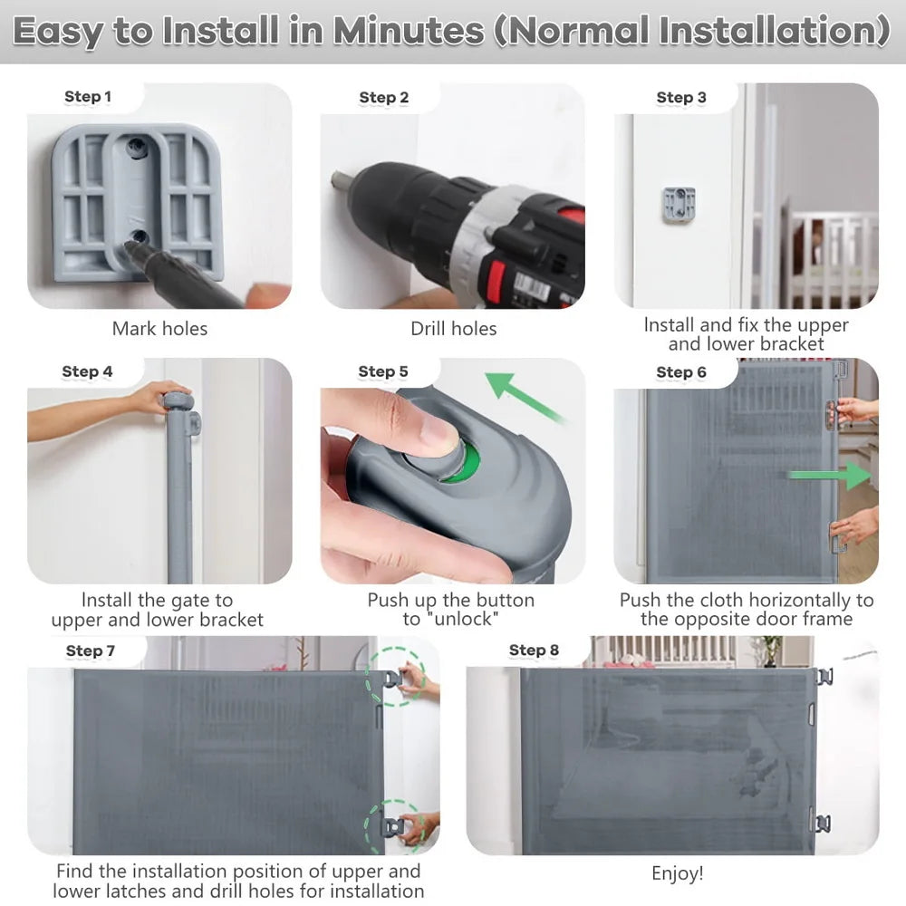 Retractable Baby Safe Doorways 71" Wide Baby Gate Child Safety Gate For Doorways Stairs Hallway Stairs Indoor Outdoor Pet Gate