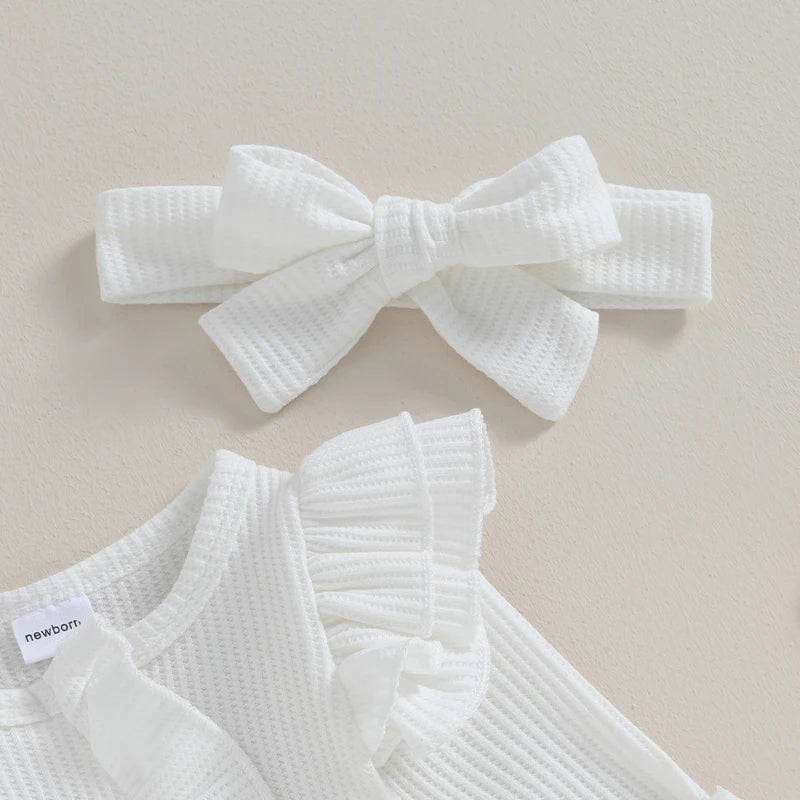 2023-11-02 Lioraitiin 0-12M Newborn Infant Baby Girl Clothes Ruffle Zipper Romper Long Sleeve Jumpsuit Fall Winter Clothes