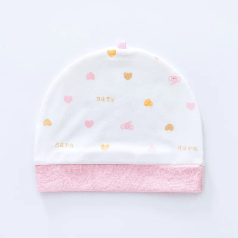 Soft Infant Beanies Caps Baby Hat Cartoon Bear Boneless Muslin Hat Newborn Headwear Windproof Spring Hat 0-3M Baby Hats