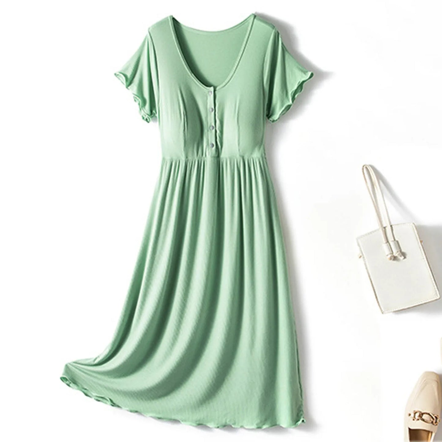 Soft Cotton Linen Maternity Dress Thin Round Neck Short Sleeve Maternity Breastfeeding  Breathable Nursing Casual Clothes