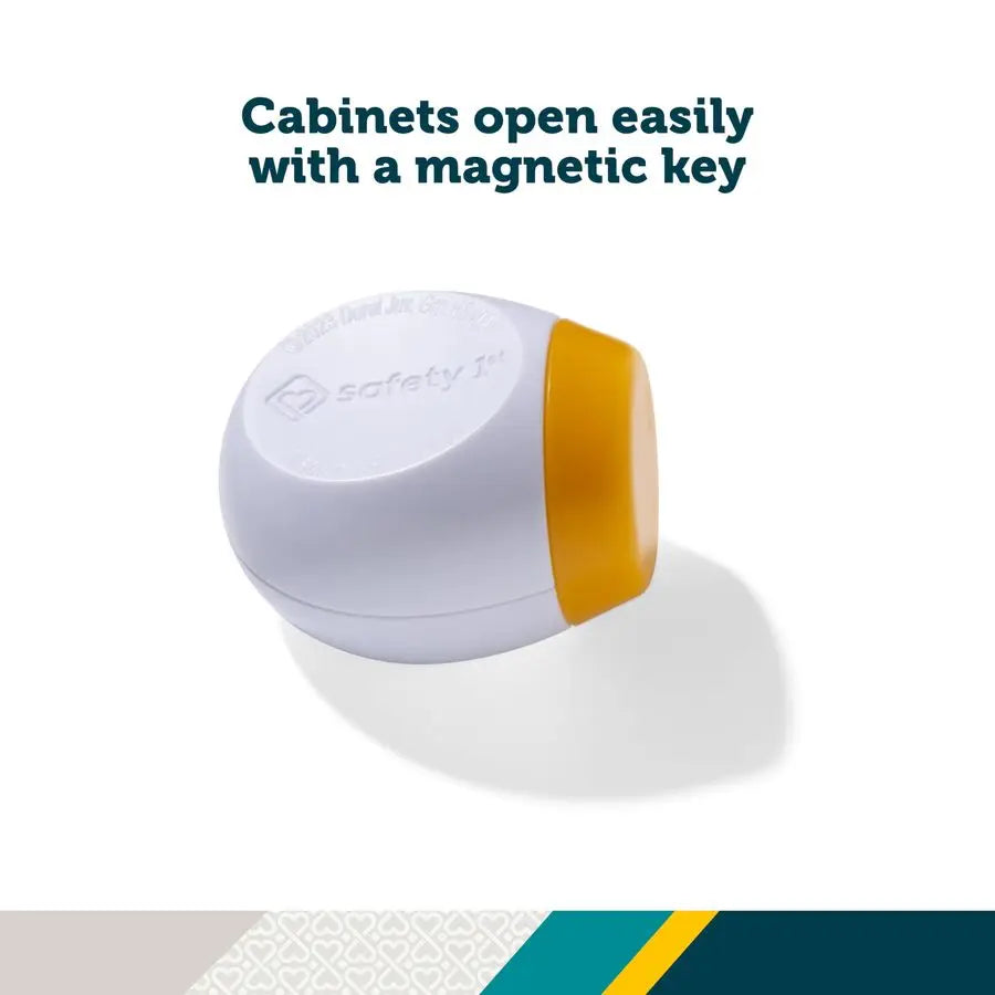 1st Adhesive Magnetic Cabinet Locks, Includes 12 Child Locks for Cabinets amp Drawers, 2 Keys, White