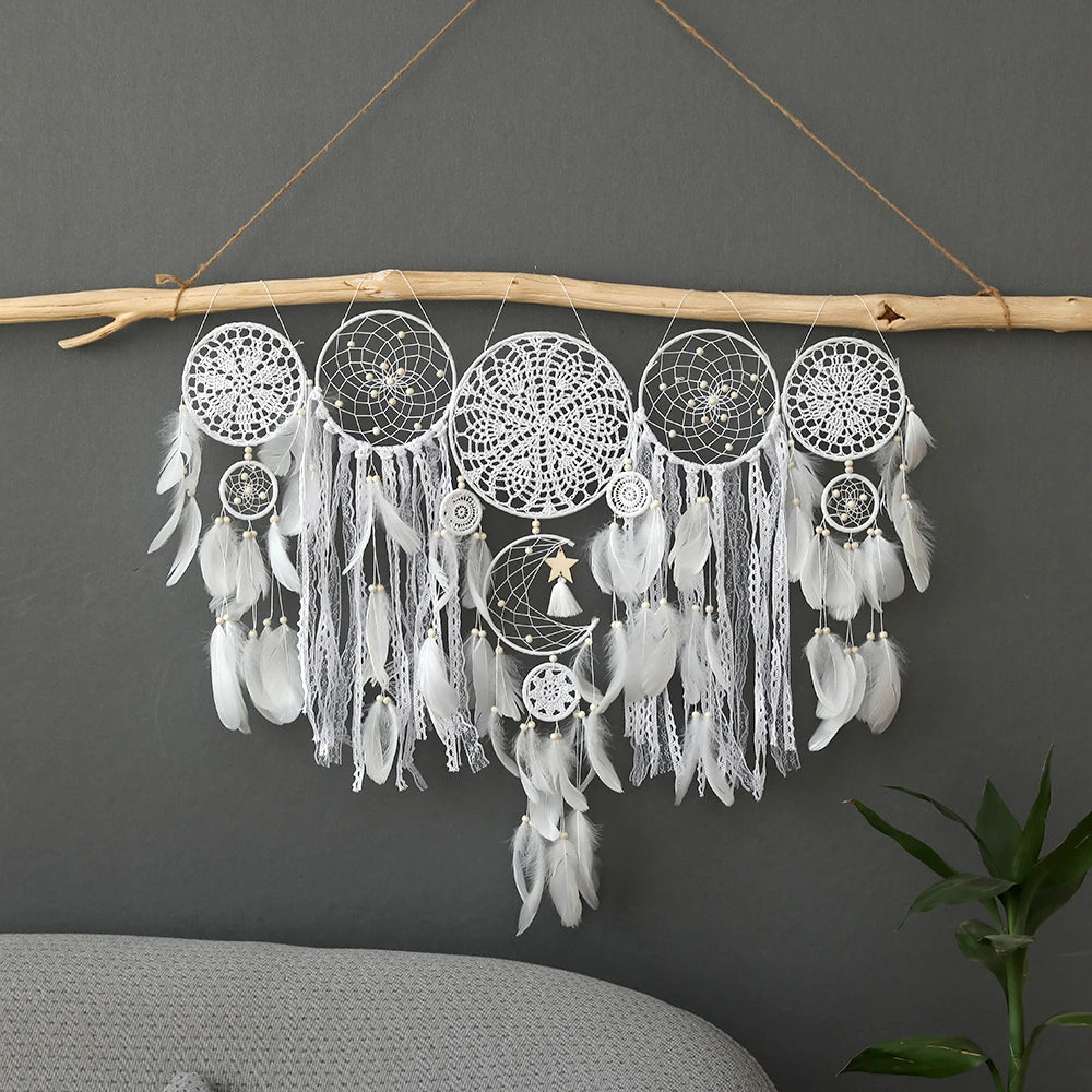 5pcs Bohemian Dreamcatcher Set - Large Wall Hanging For Bedroom, Wedding, Christmas Decor - Pretty And Decorative Ornaments