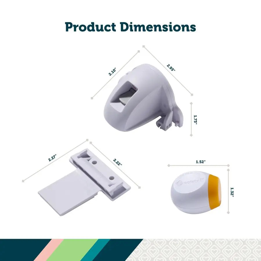 1st Adhesive Magnetic Cabinet Locks, Includes 12 Child Locks for Cabinets amp Drawers, 2 Keys, White